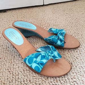 Coach Havana Turquoise Silk Scarf Sandals 9.5